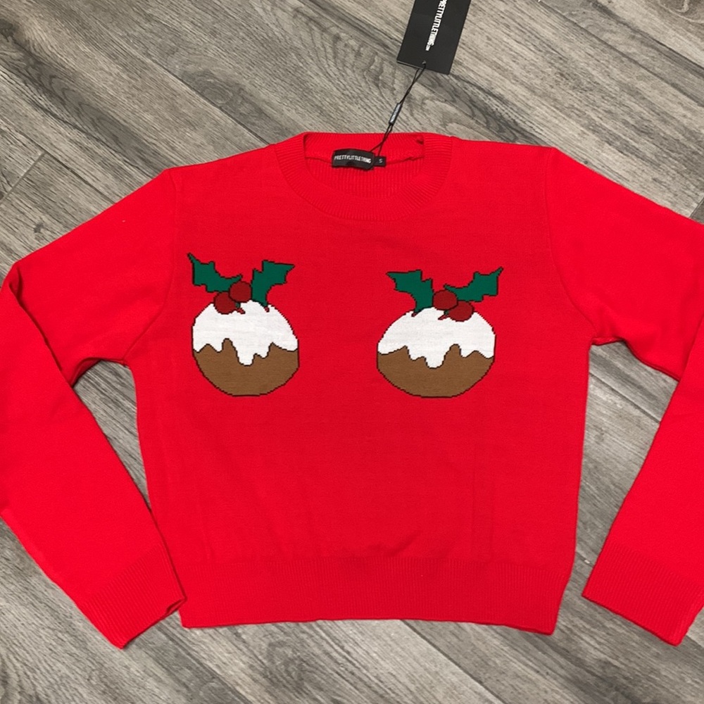 ⚡️🆕 Crop top christmas pudding ugly Christmas sweater
